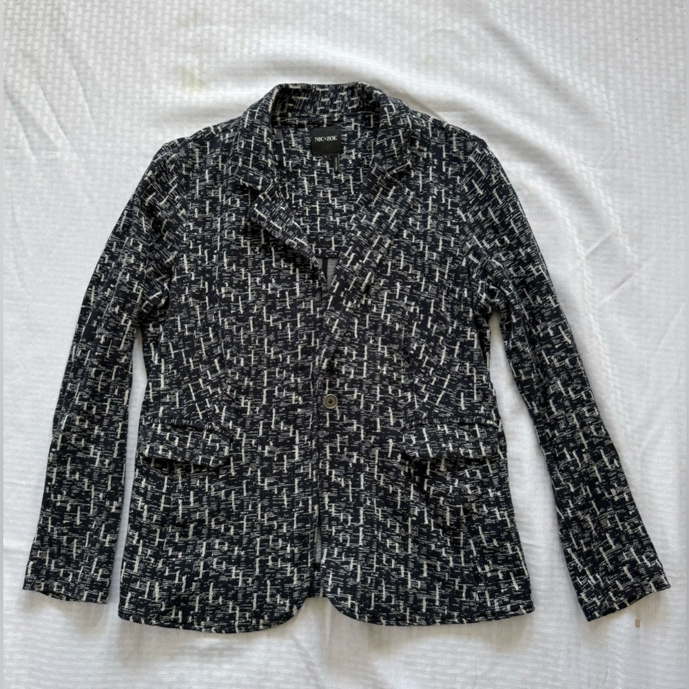 NIC+ZOE Dark Navy and White Textured Jacket